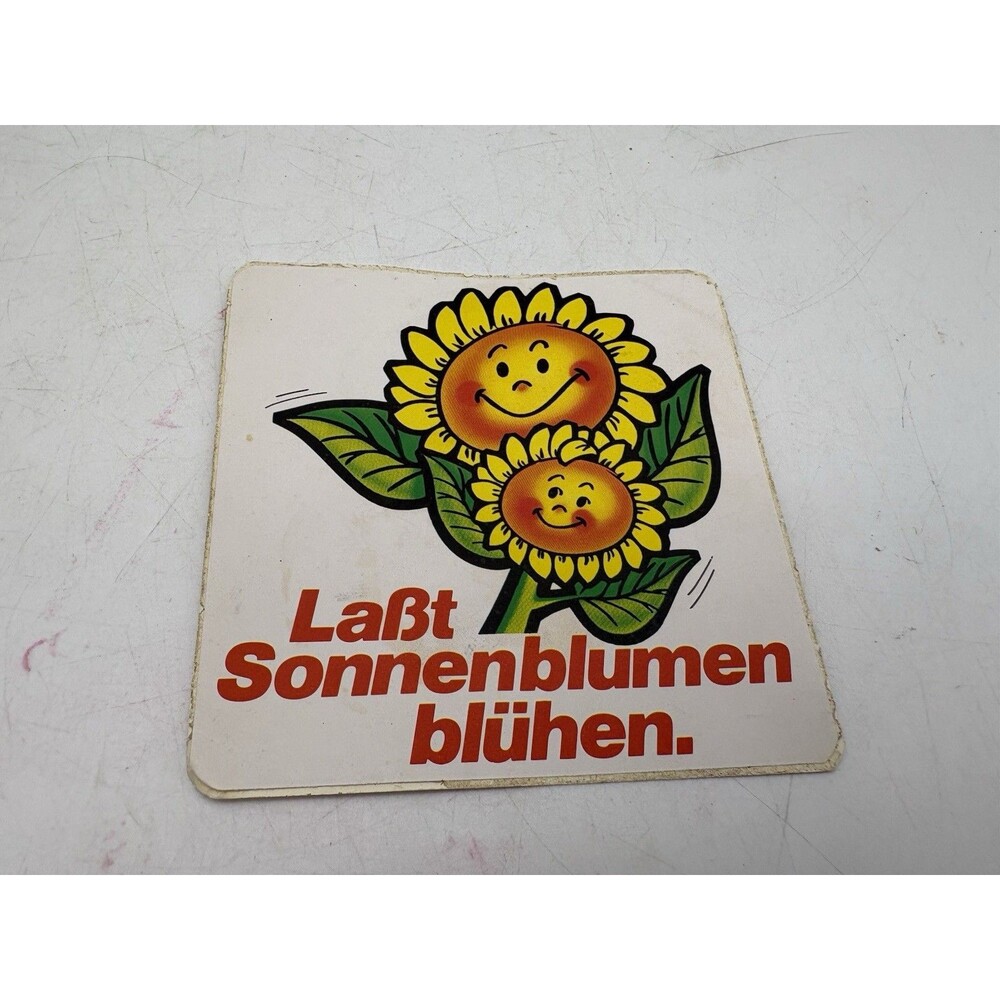 Vintage Quelle International German Sunflower Sticker Decal Advertising Germany